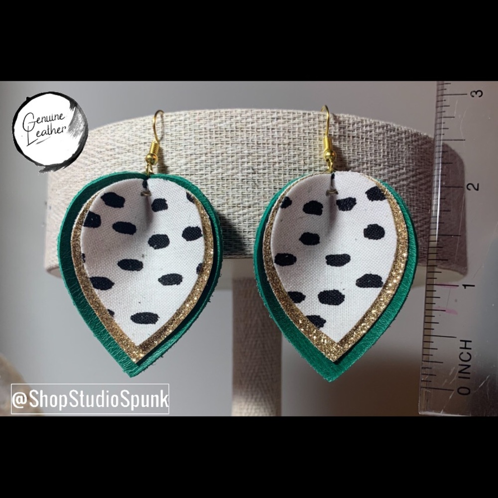 Genuine Leather & Fabric Earrings